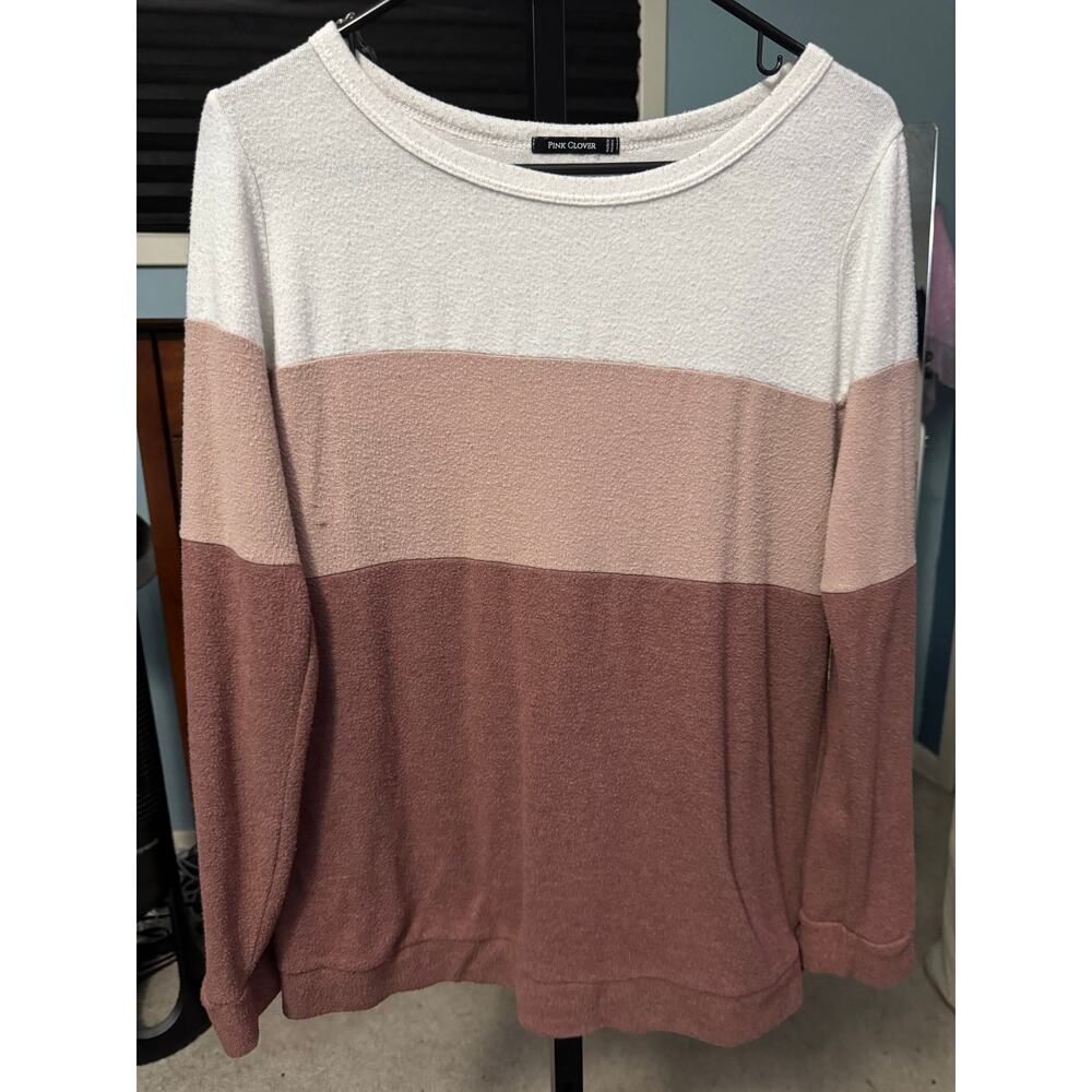 Pink Clover Color Block Sweater